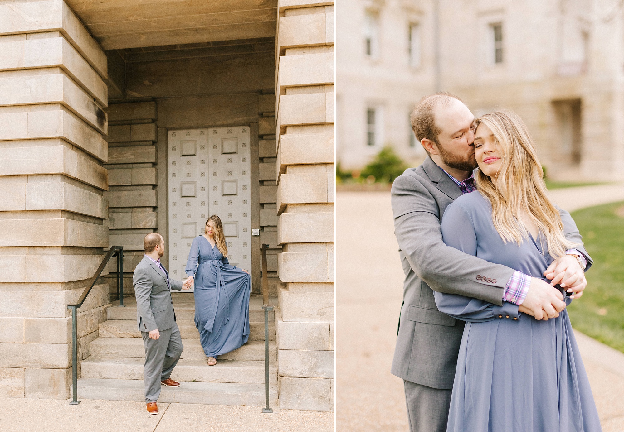 classic Downtown Raleigh engagement photos 
