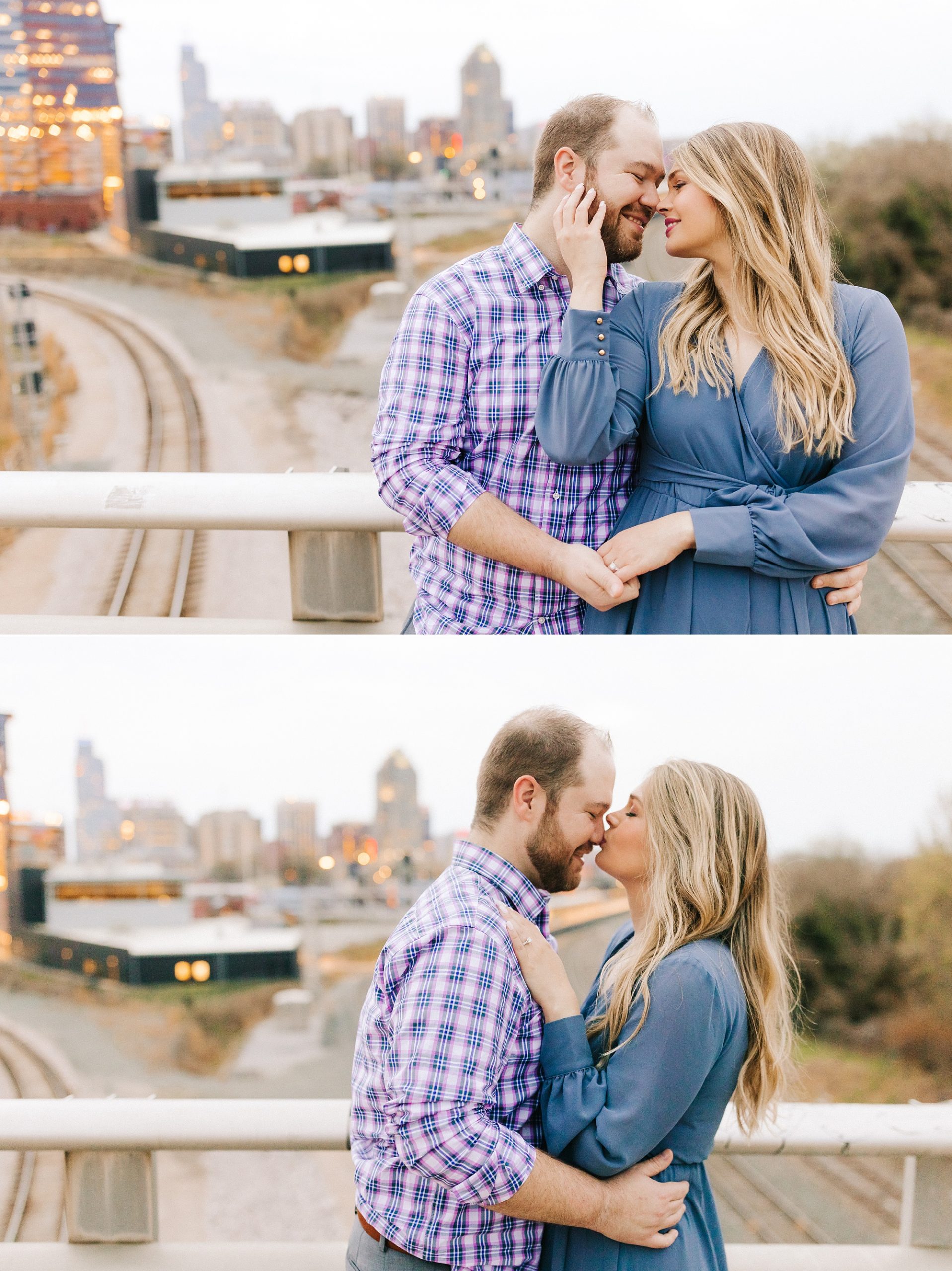 Downtown Raleigh engagement photos on parking garage roof