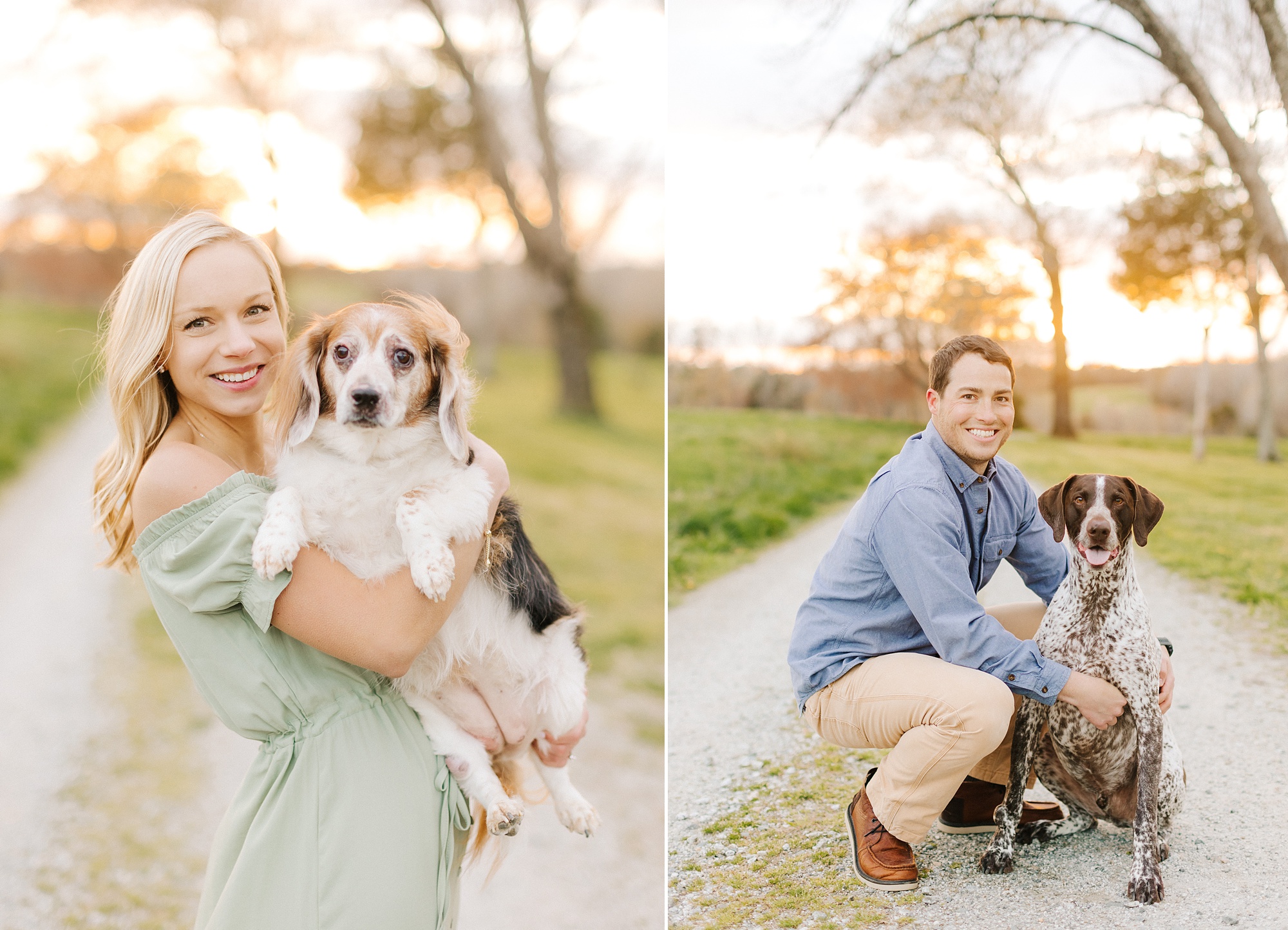 engagement portraits in Greensboro NC with dogs