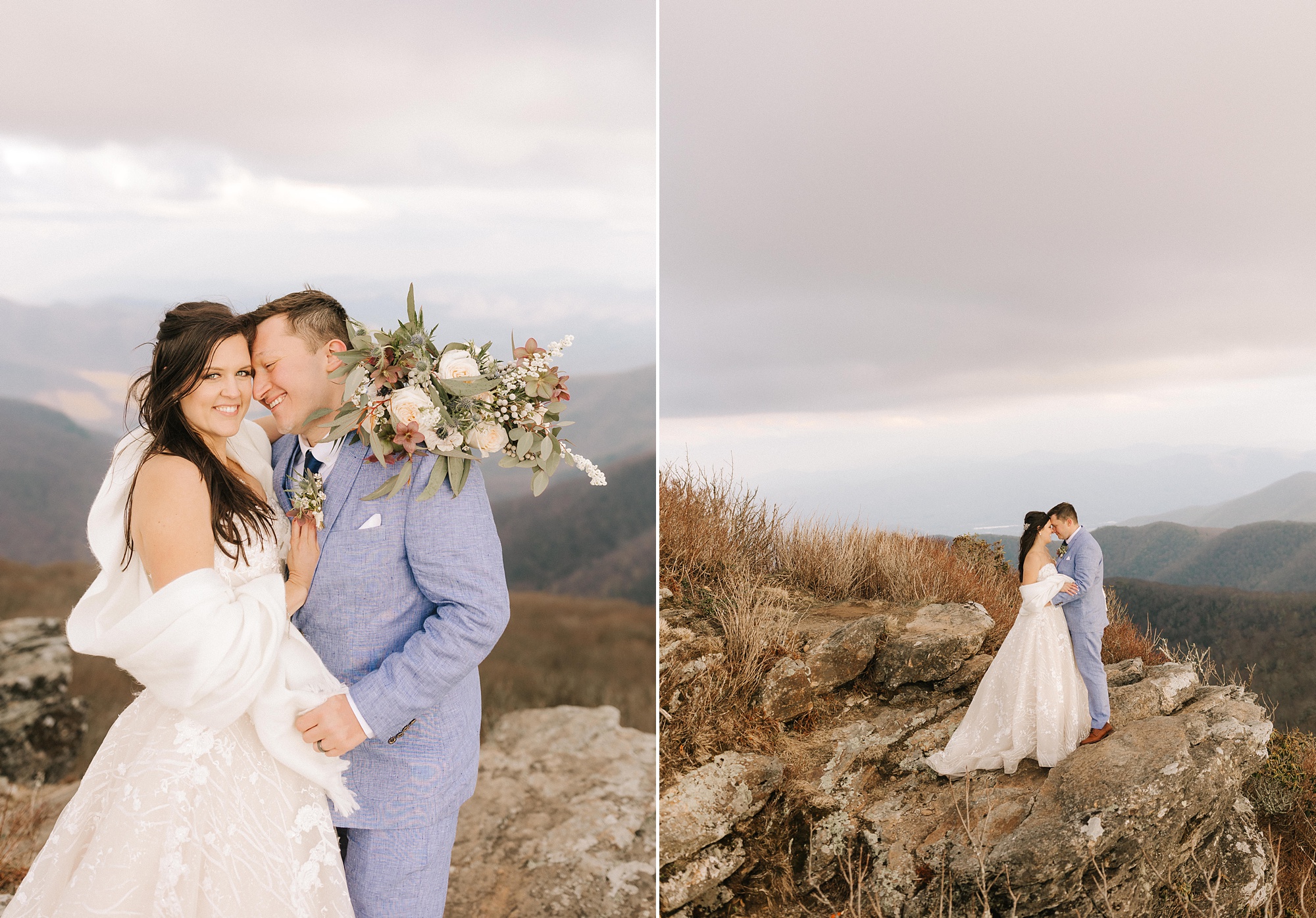 Craggy Pinnacle wedding portraits for bride and groom 