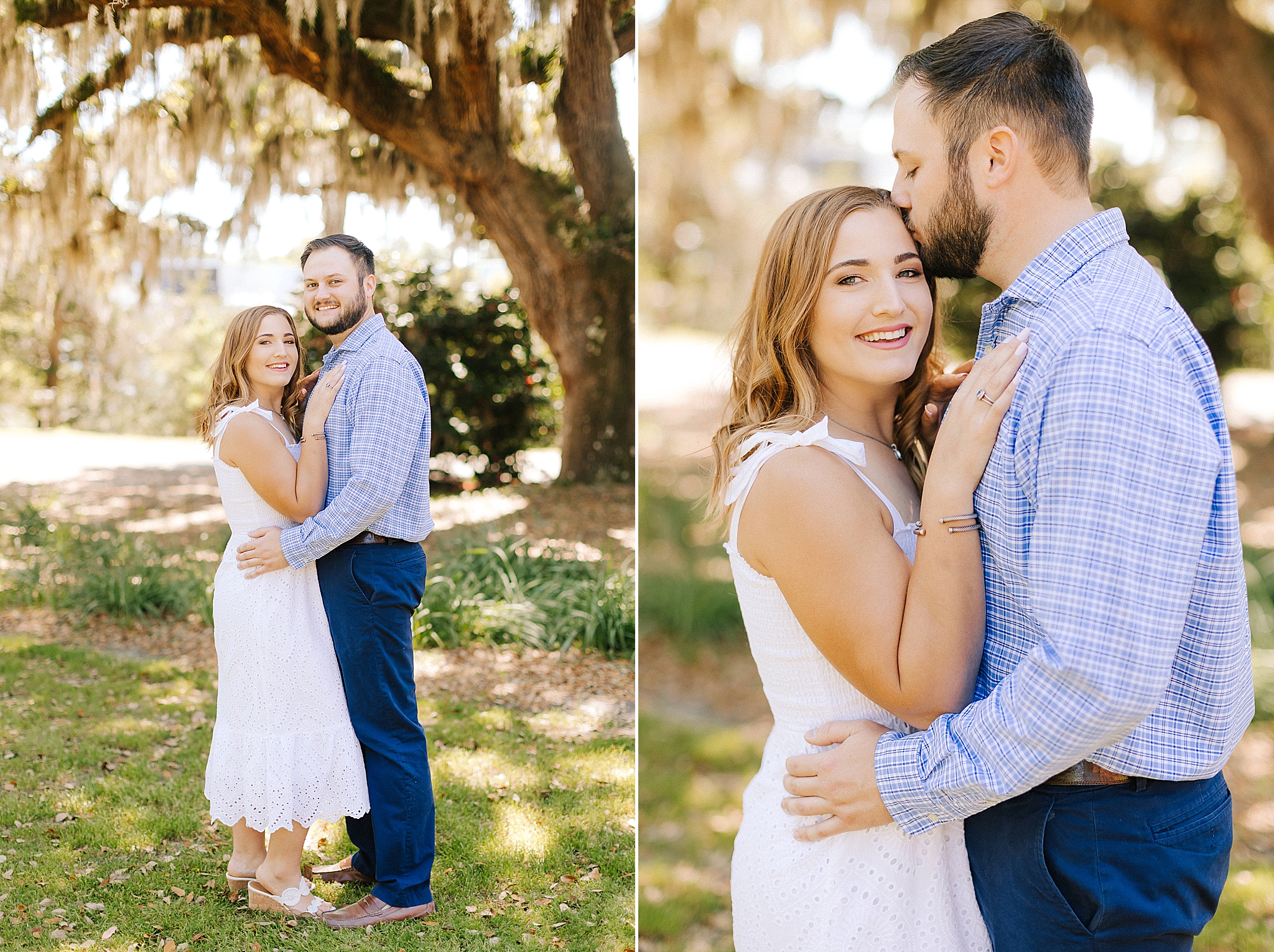 spring engagement portraits in Airlie Gardens
