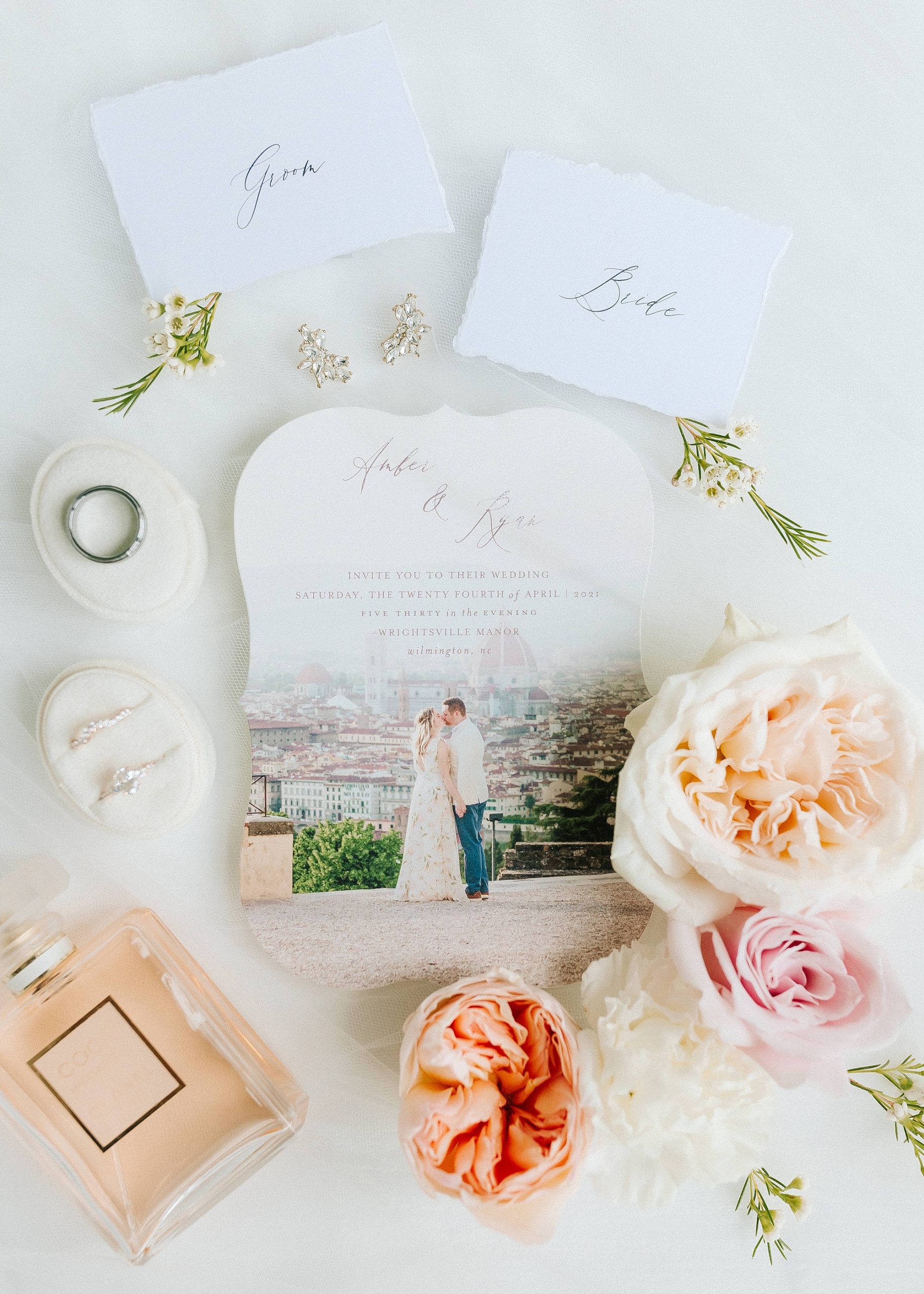 invitation suite for spring wedding at Wrightsville Manor