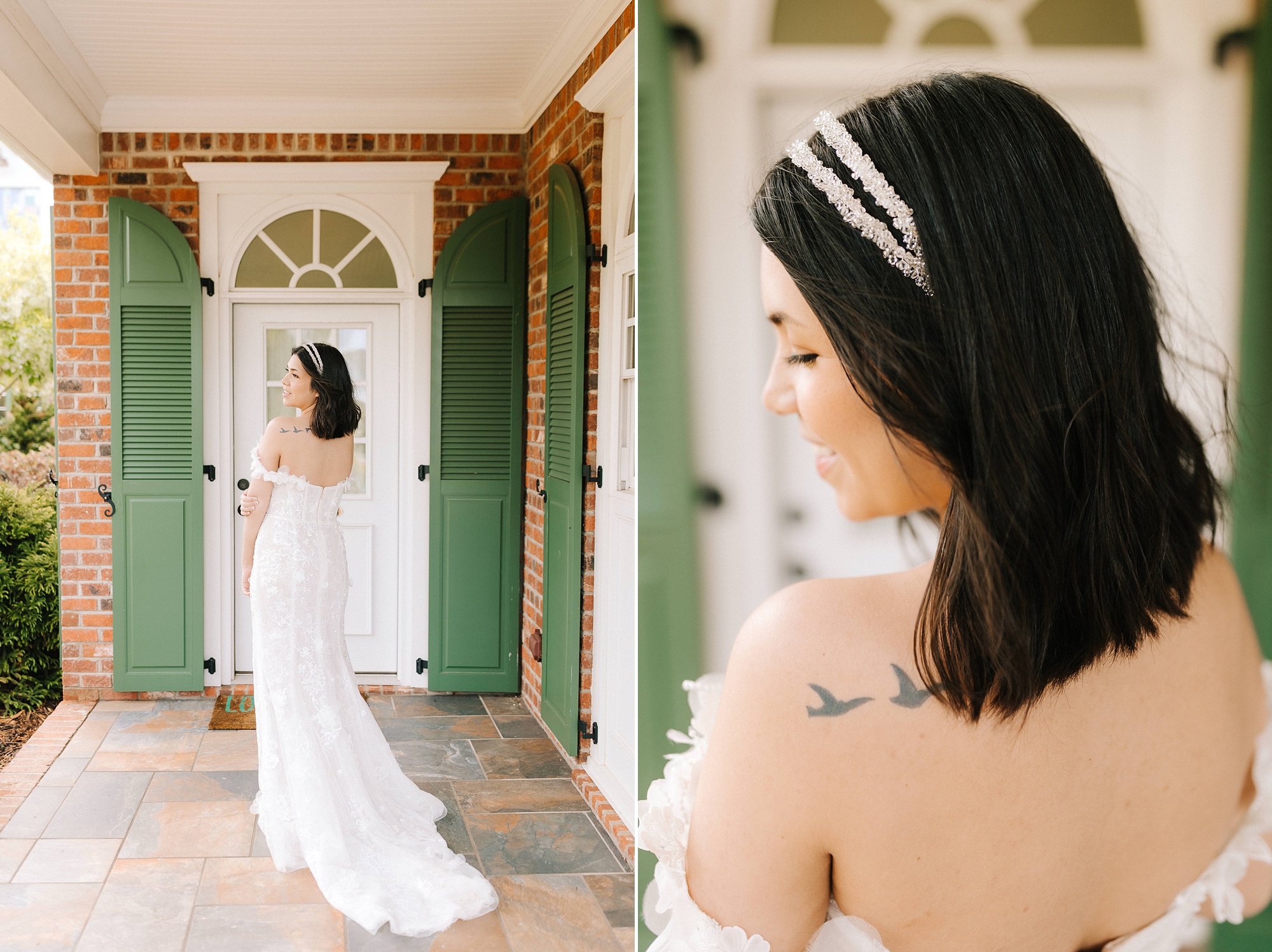Moore's Spring Manor bridal portraits on porch