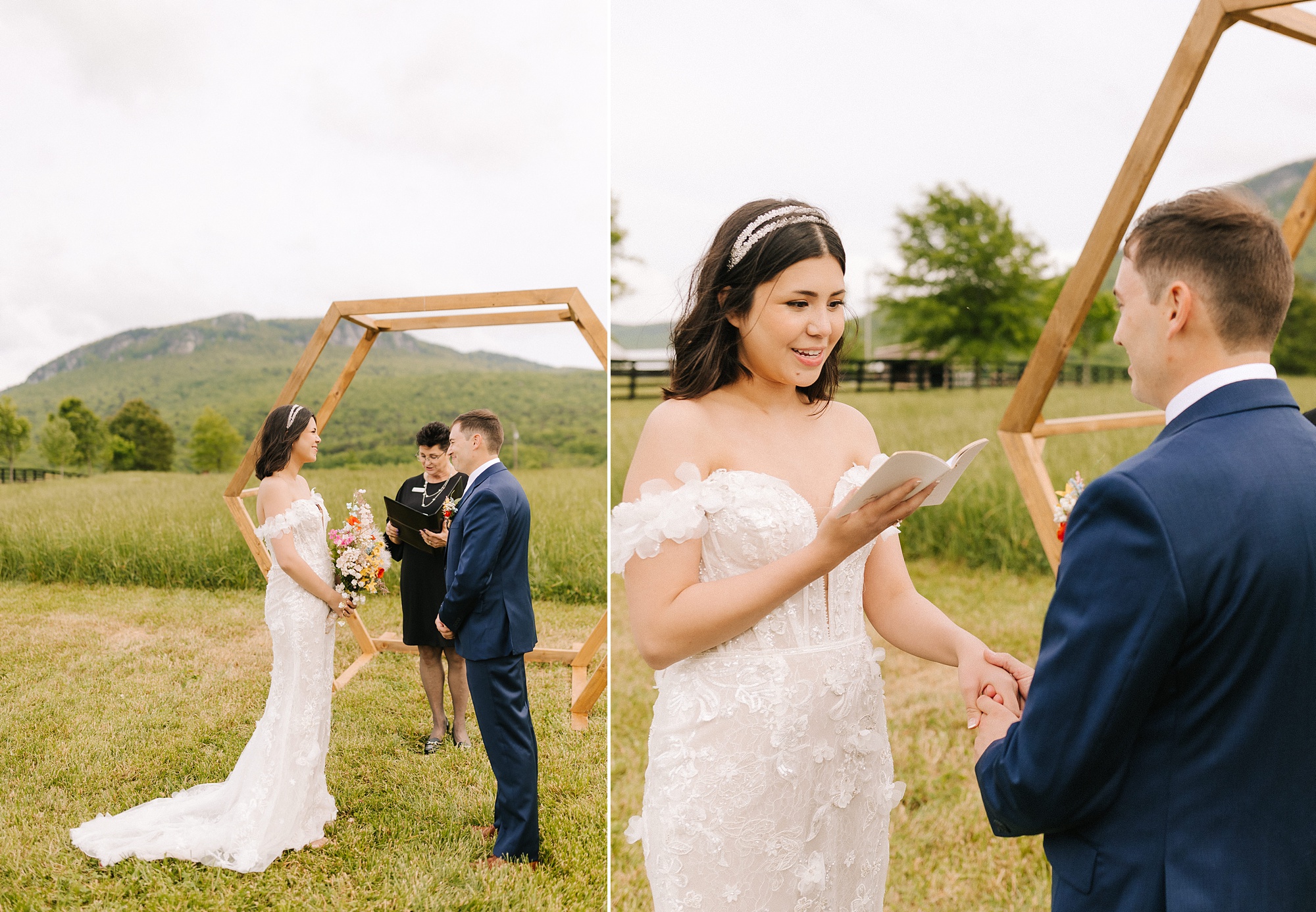intimate Moore's Spring Manor elopement in field for bride and groom