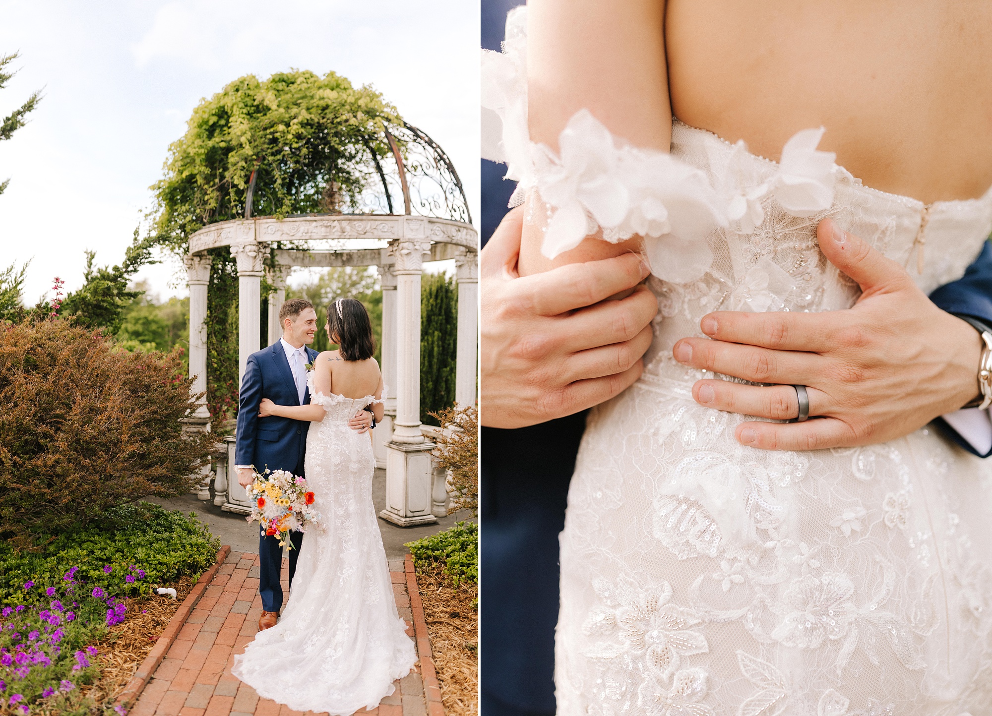 Moore's Spring Manor elopement portraits by gazebo