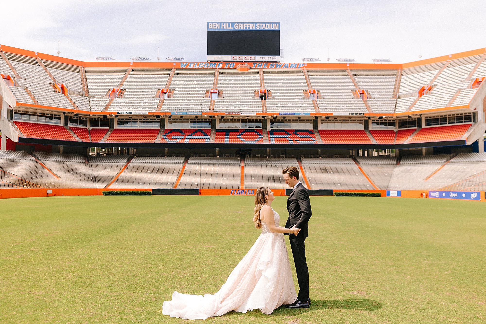 University of Florida wedding portraits on football field