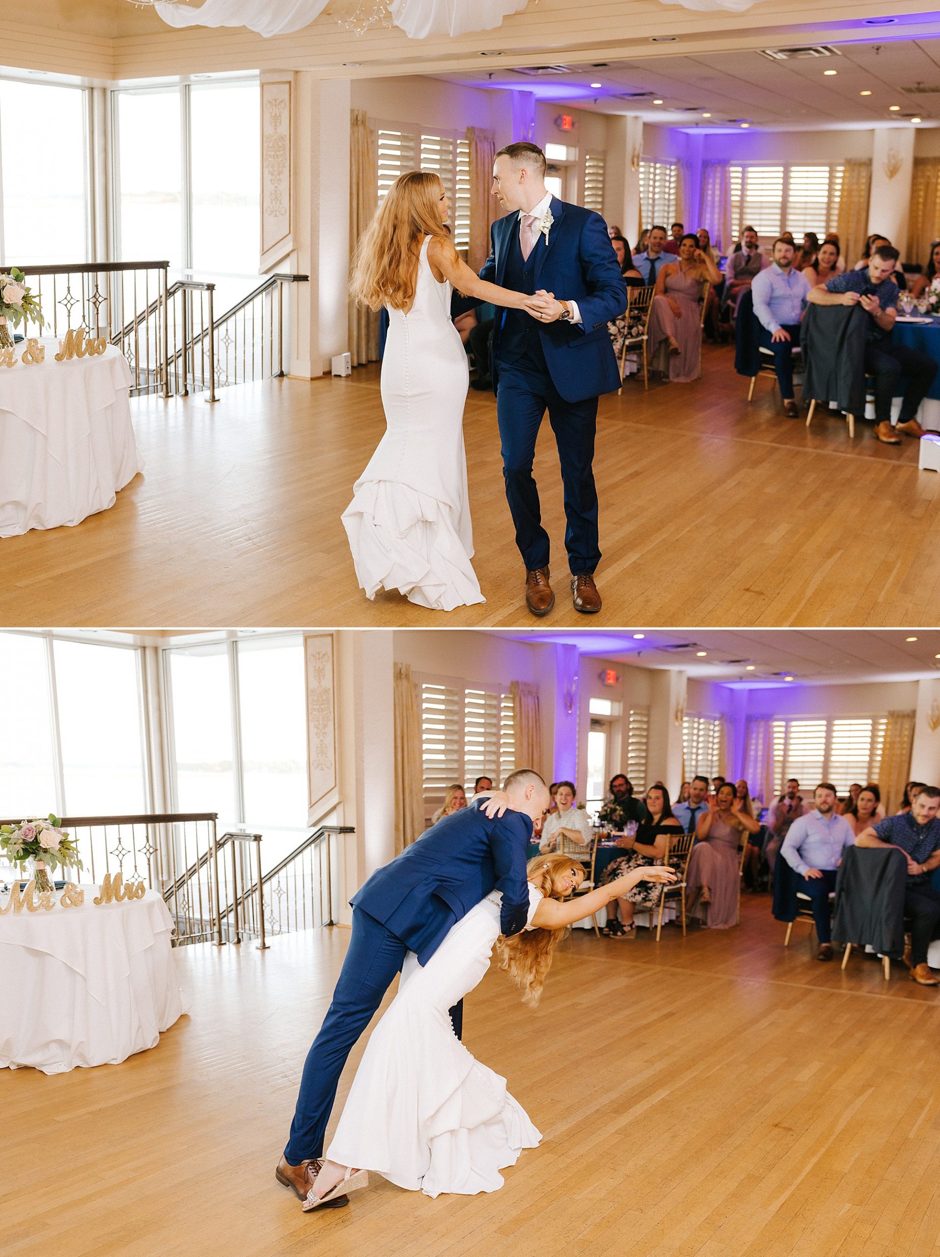 newlyweds have first dance at Lesner Inn