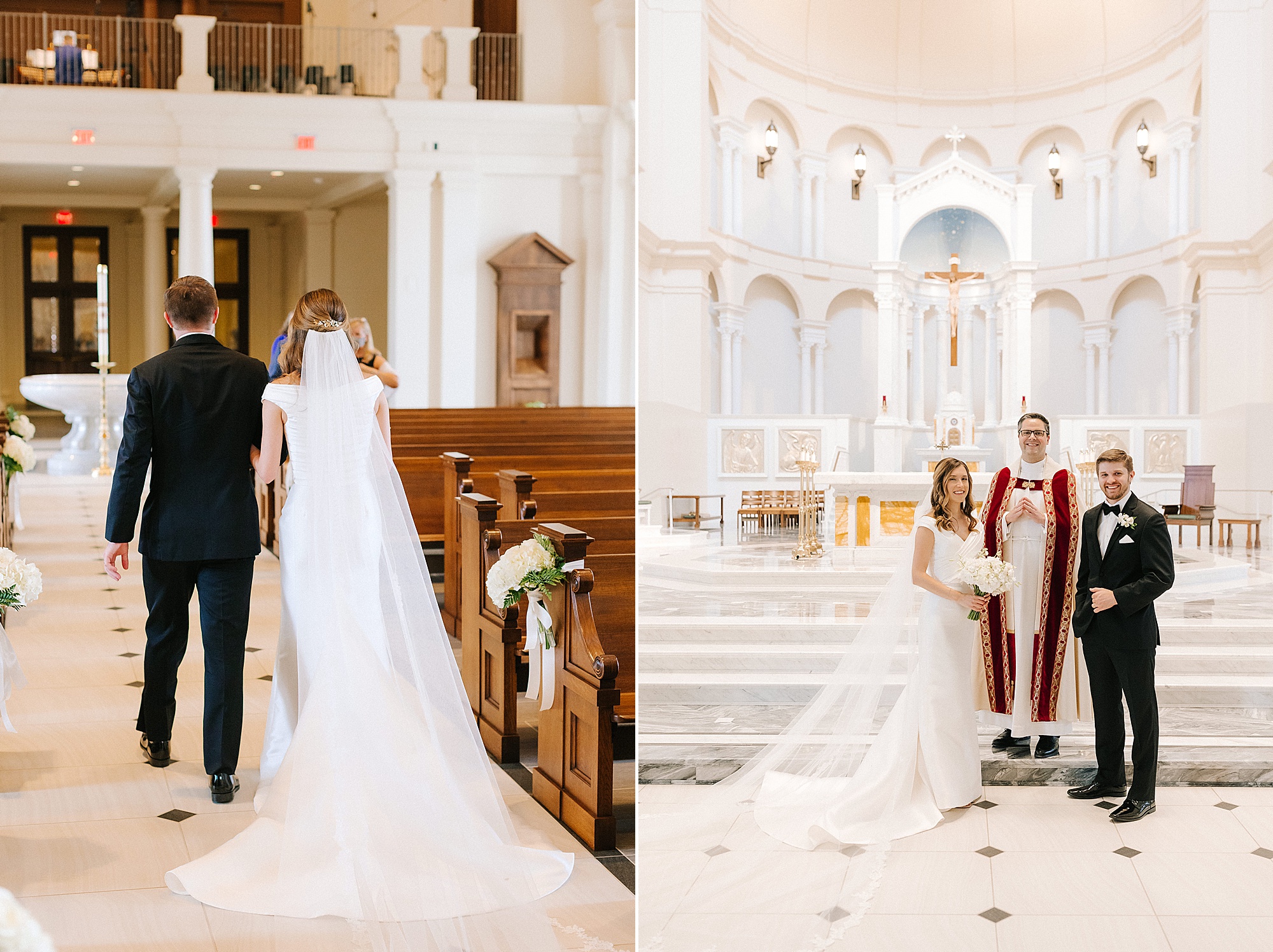 newlyweds leave traditional church wedding in Raleigh NC