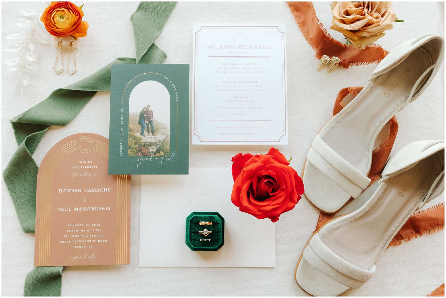 Flat lay Photo of Wedding Details by NC photographer Chelsea Renay