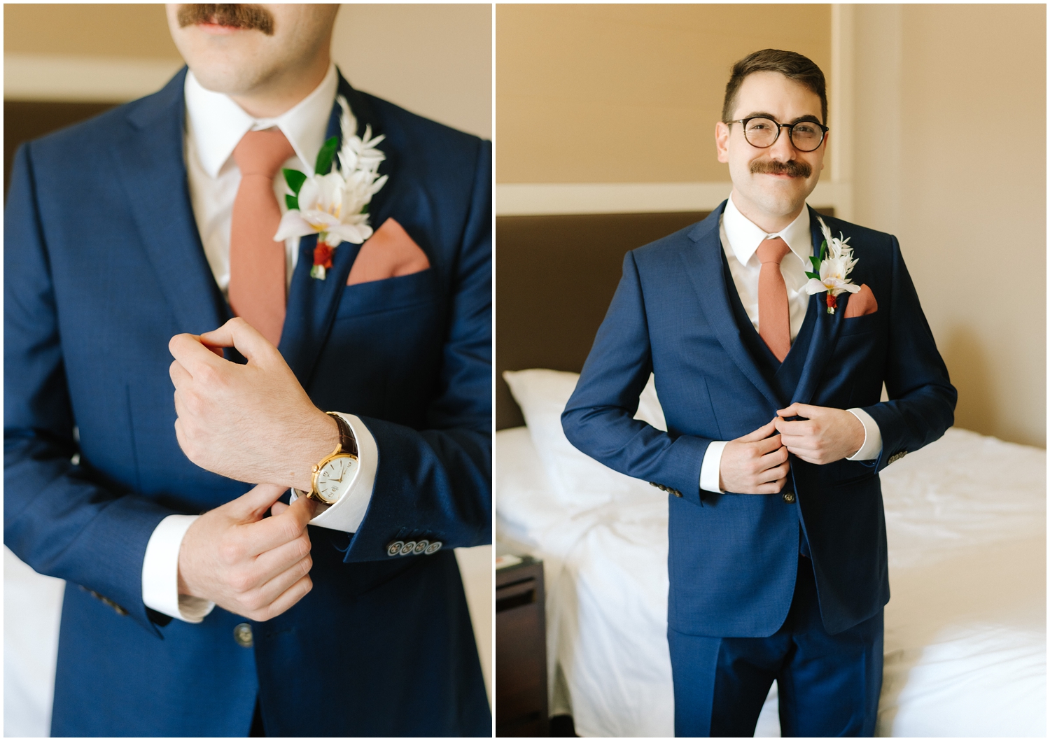 Groom fully dressed on his wedding day in Tampa, FL