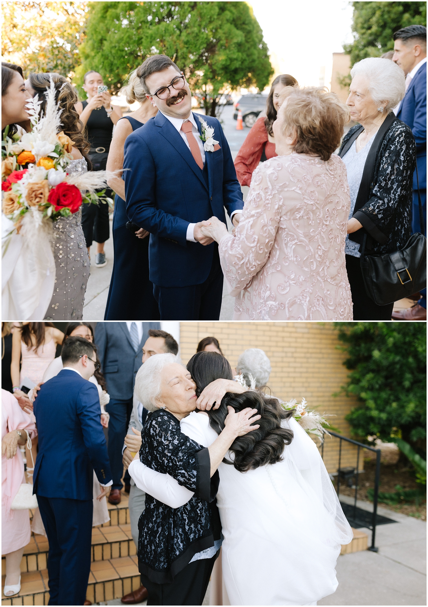 couple greets their family after their wedding ceremony in Tampa, FL